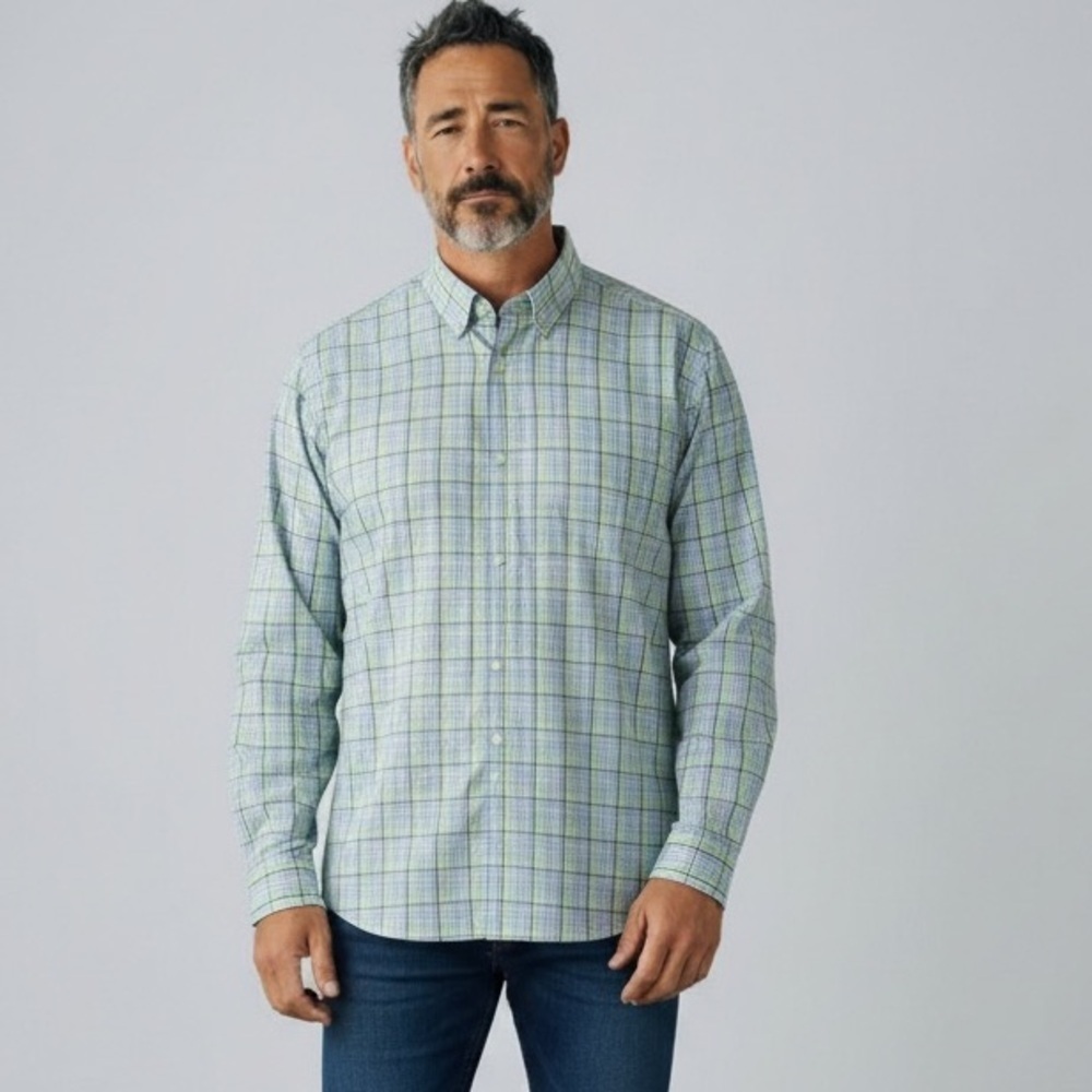 IZOD Plaid Slim Fit Stretch Fx Cooling Button Down - XL